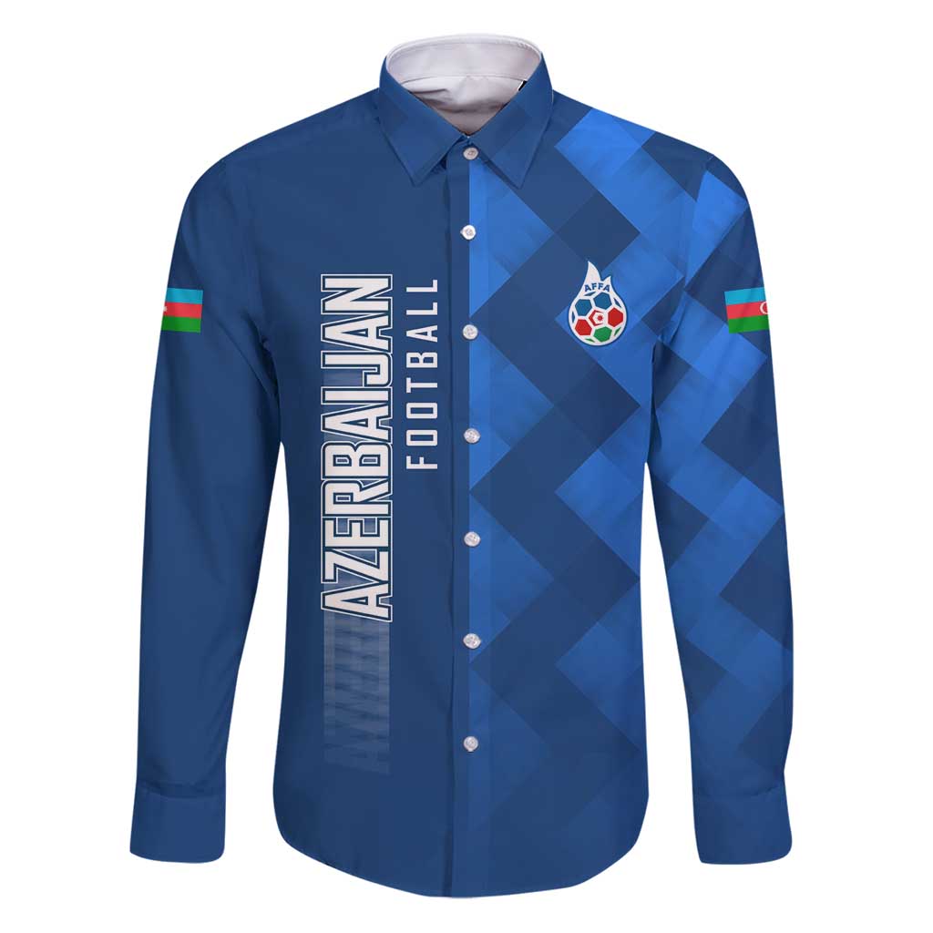 Azerbaijan Football Family Matching Puletasi and Hawaiian Shirt with AFFA Emblem in Blue Geometric Design