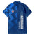 Azerbaijan Football Family Matching Summer Maxi Dress and Hawaiian Shirt with AFFA Emblem in Blue Geometric Design
