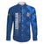 Azerbaijan Football Family Matching Summer Maxi Dress and Hawaiian Shirt with AFFA Emblem in Blue Geometric Design