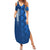 Azerbaijan Football Family Matching Summer Maxi Dress and Hawaiian Shirt with AFFA Emblem in Blue Geometric Design