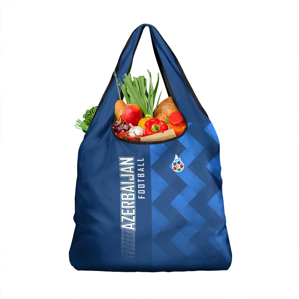Azerbaijan Football Grocery Bag with AFFA Emblem in Blue Geometric Design