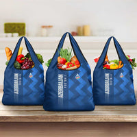 Azerbaijan Football Grocery Bag with AFFA Emblem in Blue Geometric Design