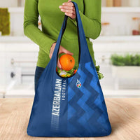 Azerbaijan Football Grocery Bag with AFFA Emblem in Blue Geometric Design