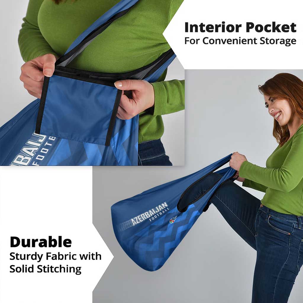 Azerbaijan Football Grocery Bag with AFFA Emblem in Blue Geometric Design