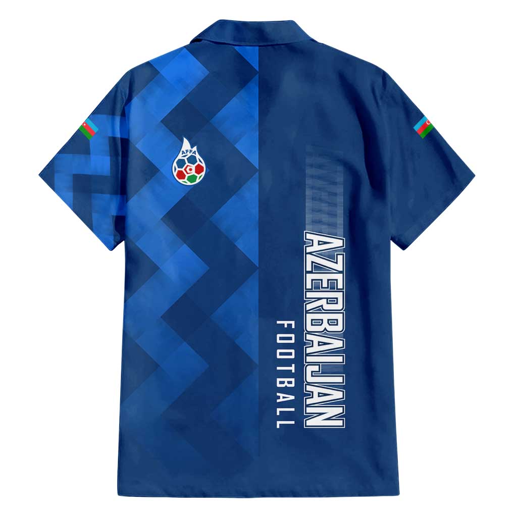 Azerbaijan Football Hawaiian Shirt with AFFA Emblem in Blue Geometric Design