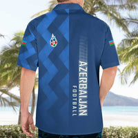 Azerbaijan Football Hawaiian Shirt with AFFA Emblem in Blue Geometric Design
