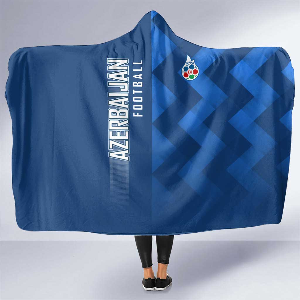 Azerbaijan Football Hooded Blanket with AFFA Emblem in Blue Geometric Design