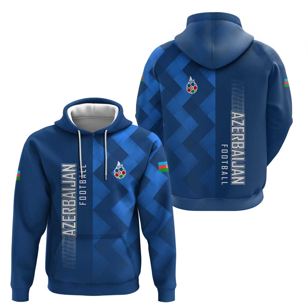 Azerbaijan Football Hoodie with AFFA Emblem in Blue Geometric Design