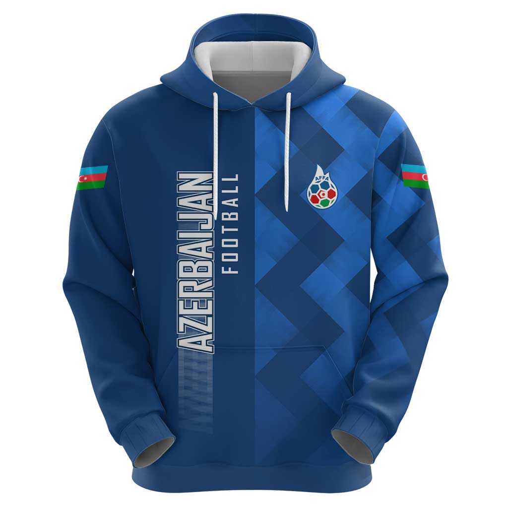 Azerbaijan Football Hoodie with AFFA Emblem in Blue Geometric Design