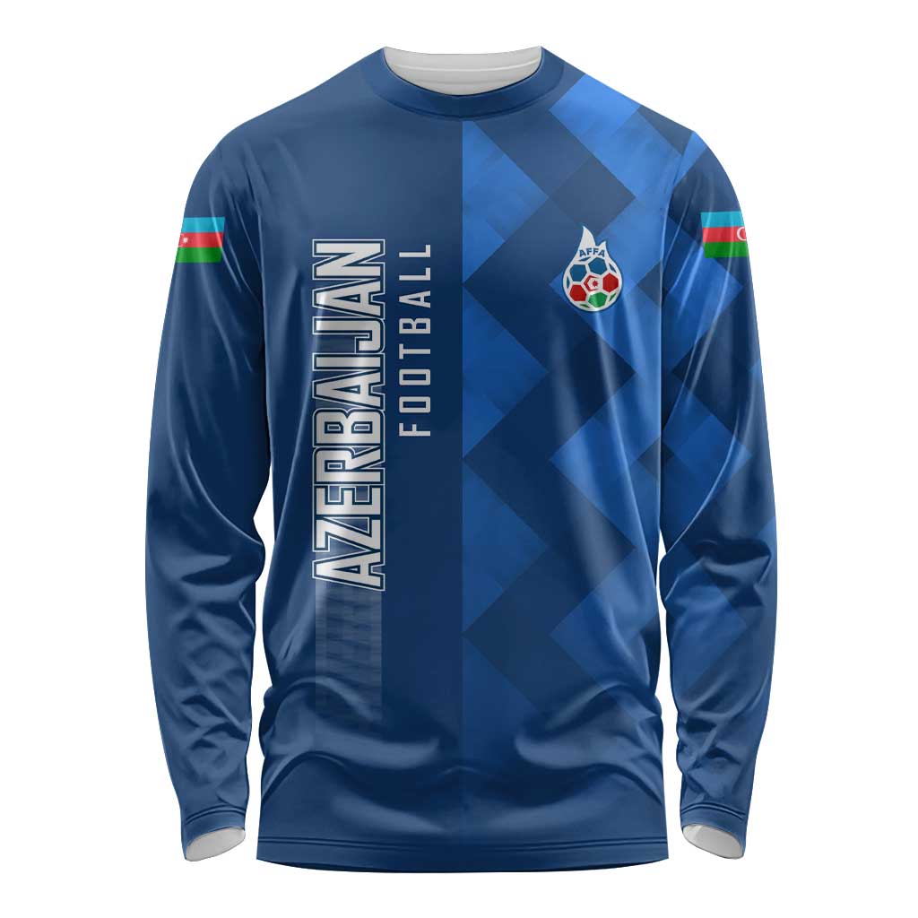 Azerbaijan Football Long Sleeve Shirt with AFFA Emblem in Blue Geometric Design
