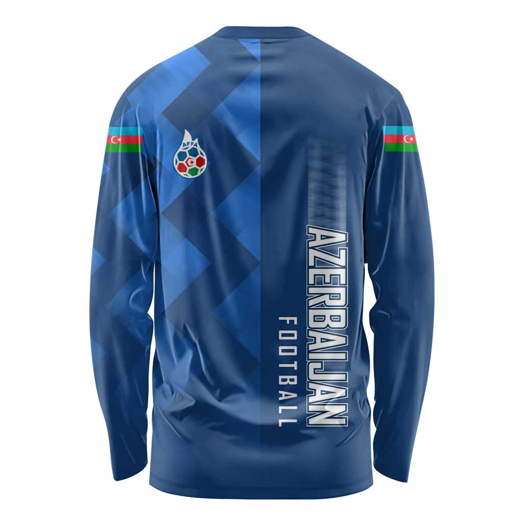 Azerbaijan Football Long Sleeve Shirt with AFFA Emblem in Blue Geometric Design
