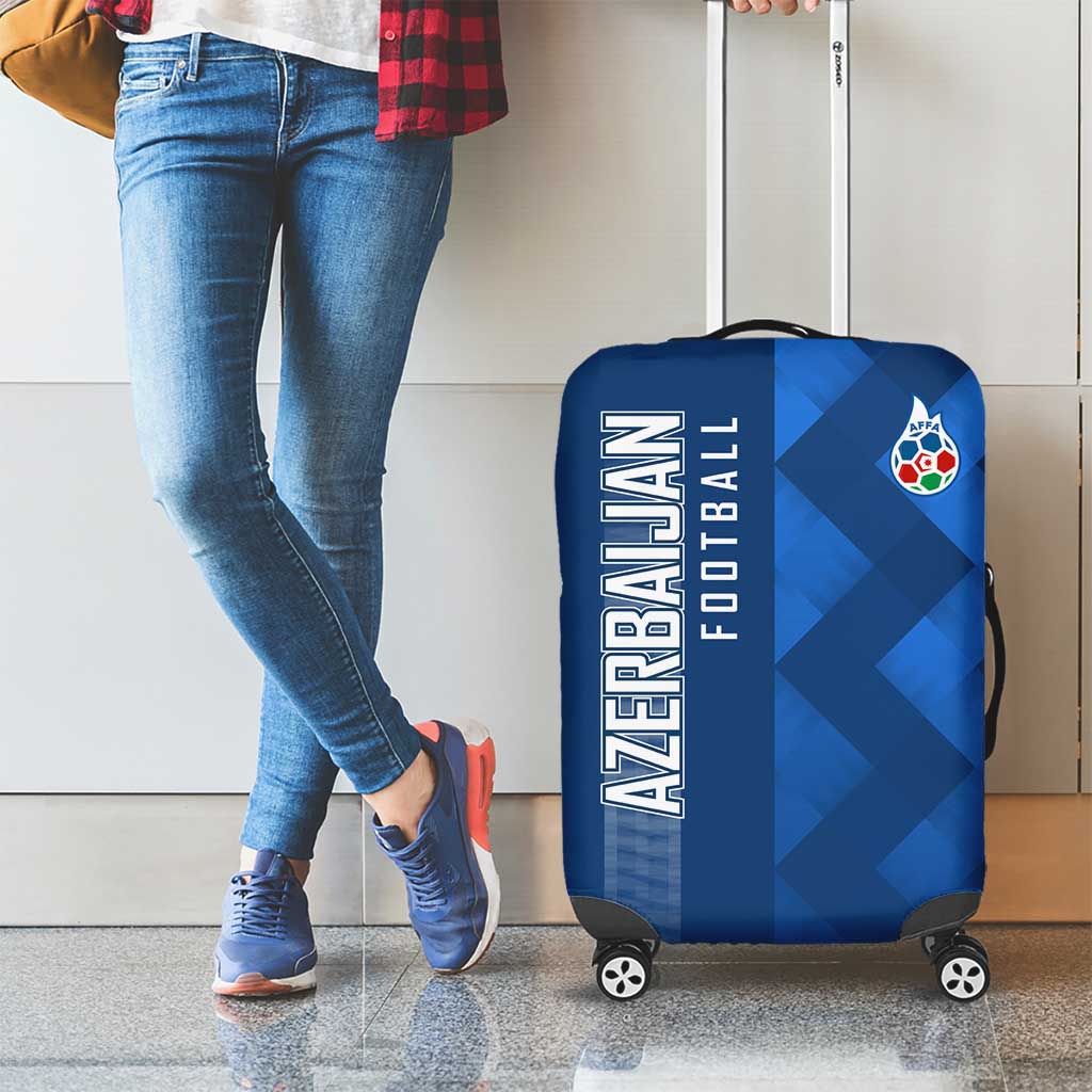 Azerbaijan Football Luggage Cover with AFFA Emblem in Blue Geometric Design
