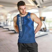Azerbaijan Football Men Tank Top with AFFA Emblem in Blue Geometric Design