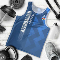 Azerbaijan Football Men Tank Top with AFFA Emblem in Blue Geometric Design