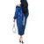 Azerbaijan Football Off The Shoulder Long Sleeve Dress with AFFA Emblem in Blue Geometric Design