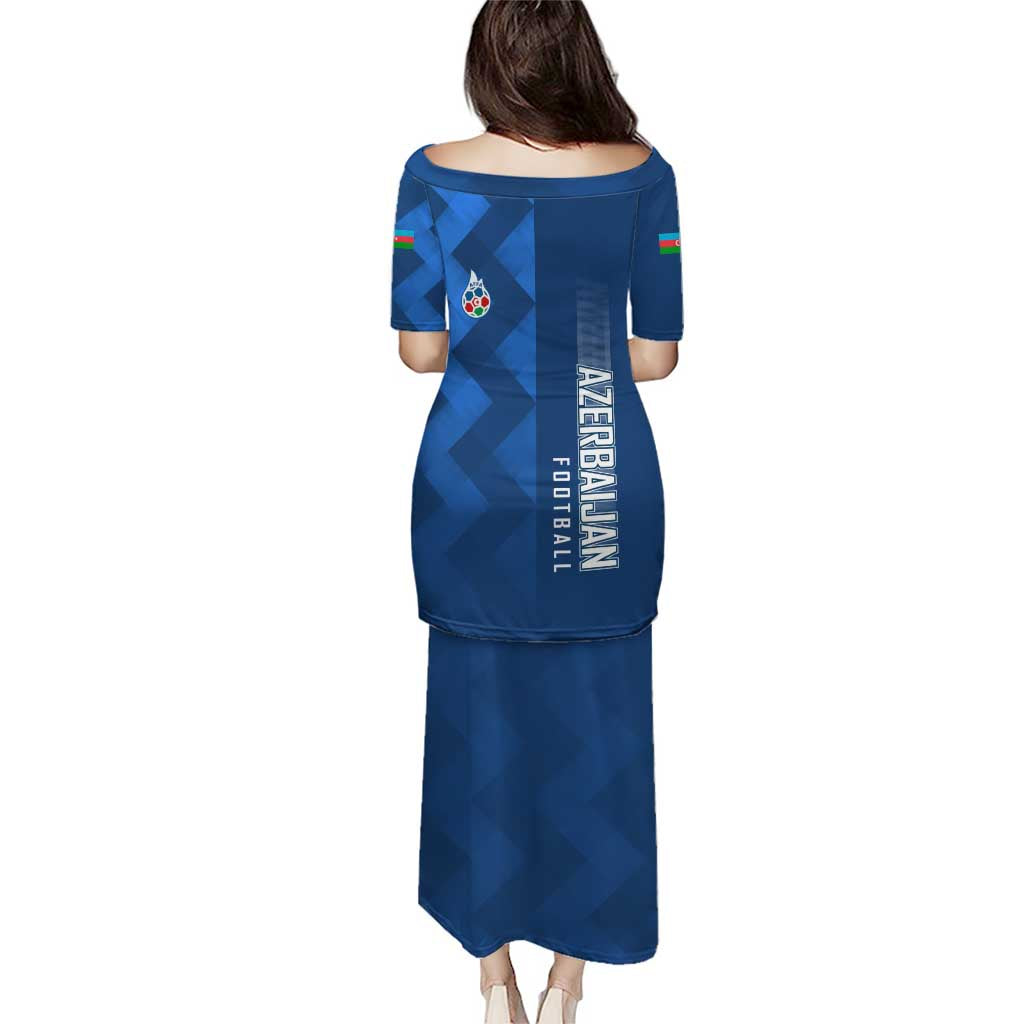 Azerbaijan Football Puletasi with AFFA Emblem in Blue Geometric Design