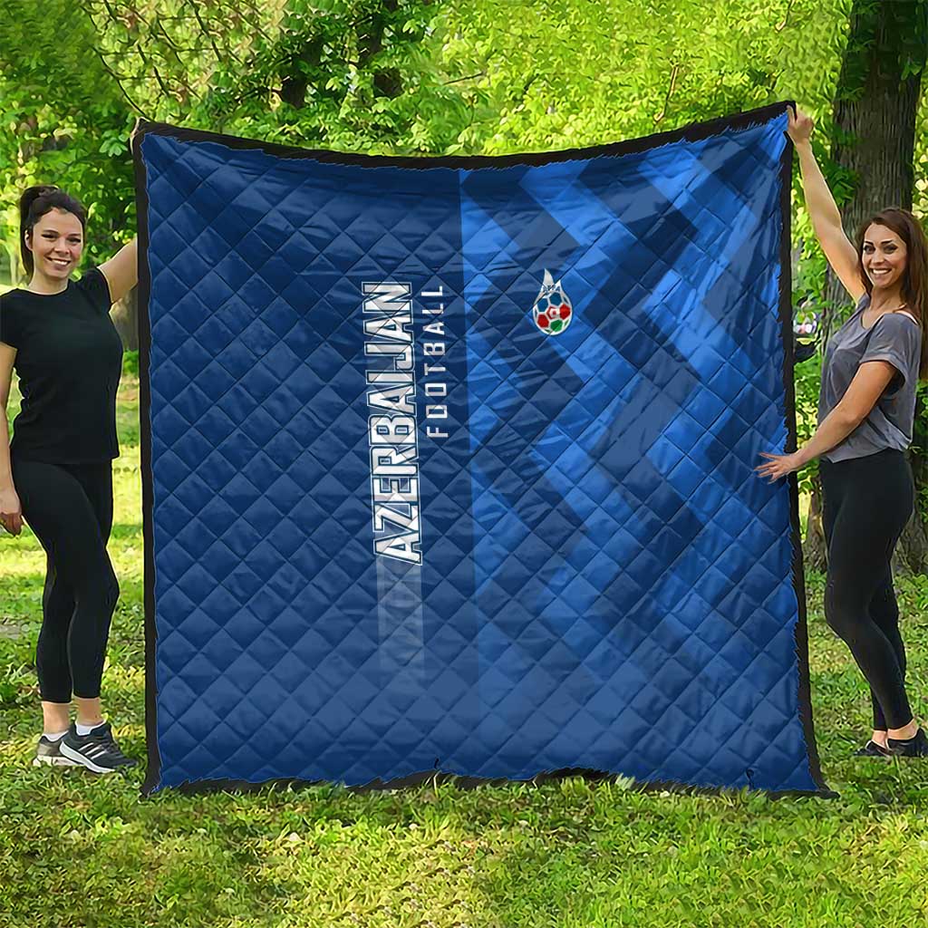 Azerbaijan Football Quilt with AFFA Emblem in Blue Geometric Design