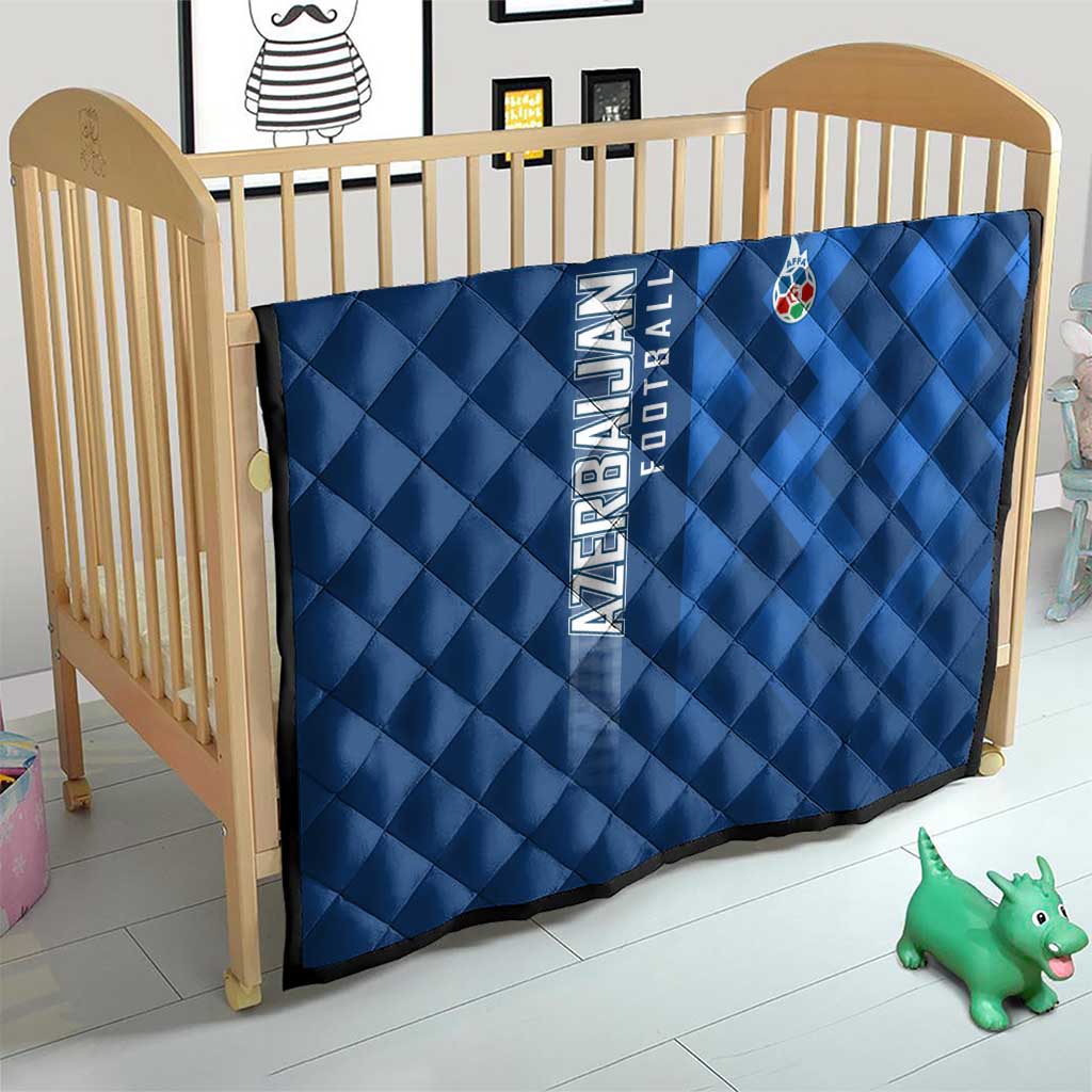 Azerbaijan Football Quilt with AFFA Emblem in Blue Geometric Design