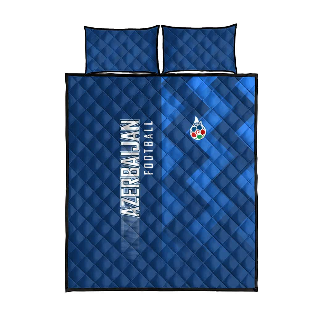 Azerbaijan Football Quilt Bed Set with AFFA Emblem in Blue Geometric Design