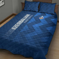 Azerbaijan Football Quilt Bed Set with AFFA Emblem in Blue Geometric Design