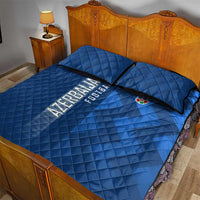 Azerbaijan Football Quilt Bed Set with AFFA Emblem in Blue Geometric Design