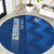 Azerbaijan Football Round Carpet with AFFA Emblem in Blue Geometric Design