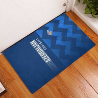 Azerbaijan Football Rubber Doormat with AFFA Emblem in Blue Geometric Design
