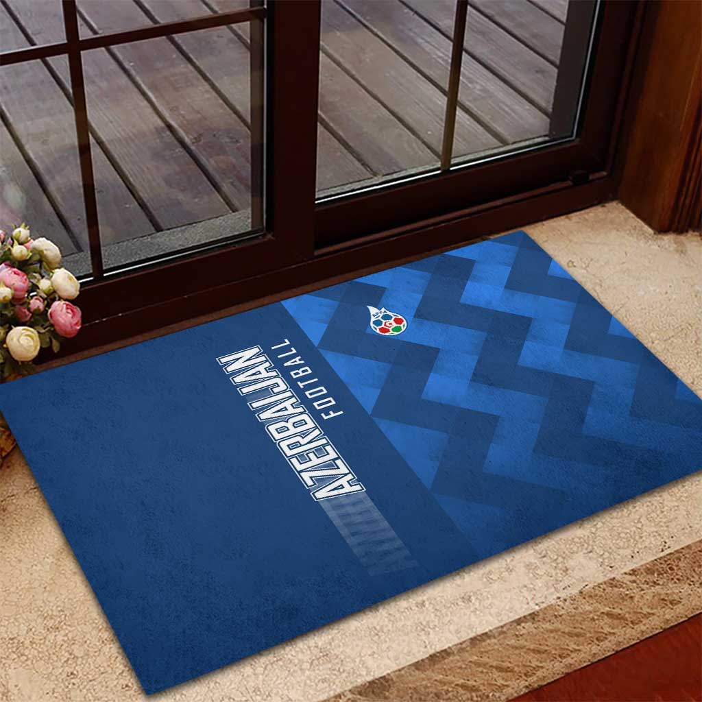 Azerbaijan Football Rubber Doormat with AFFA Emblem in Blue Geometric Design