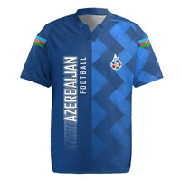 Azerbaijan Football Rugby Jersey with AFFA Emblem in Blue Geometric Design