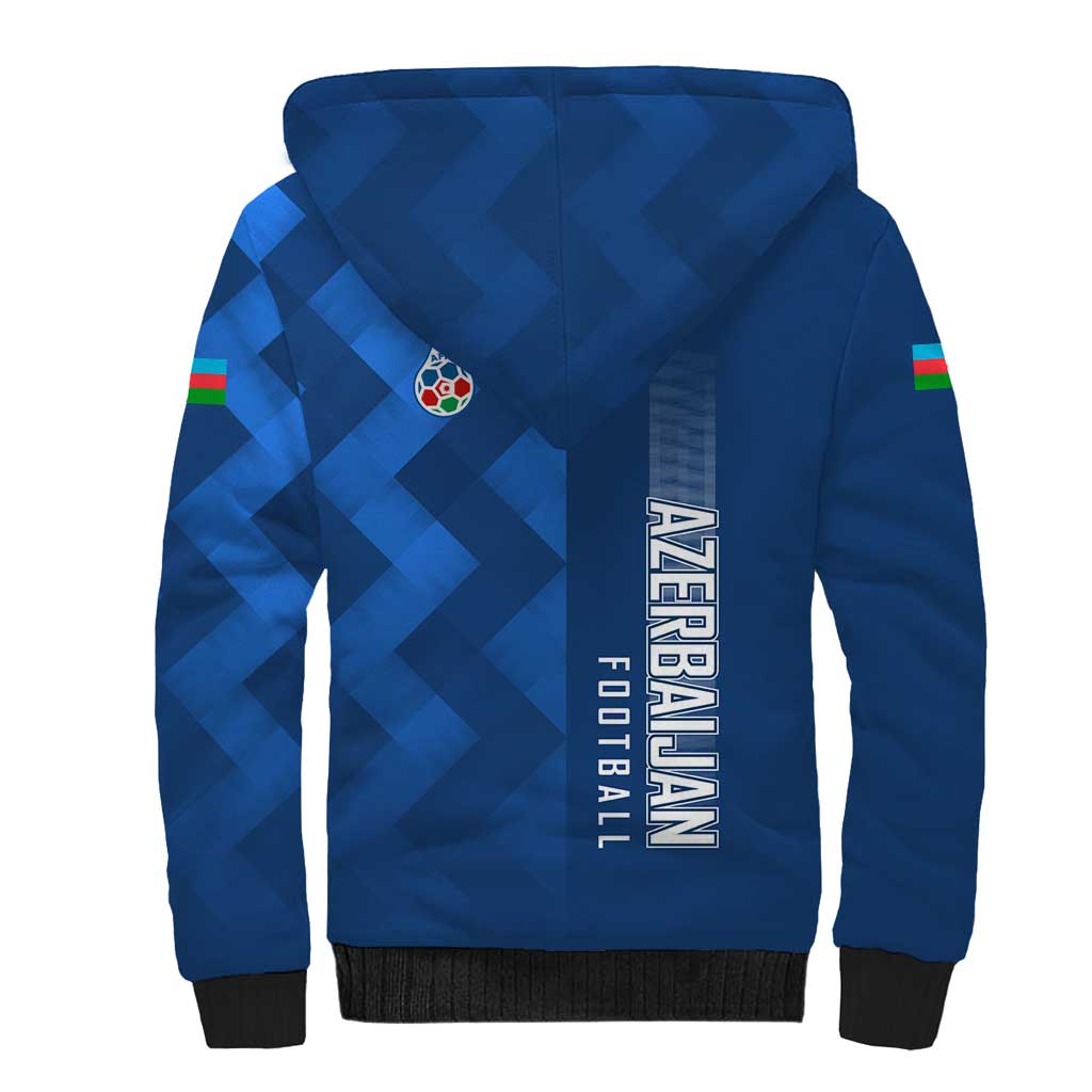 Azerbaijan Football Sherpa Hoodie with AFFA Emblem in Blue Geometric Design