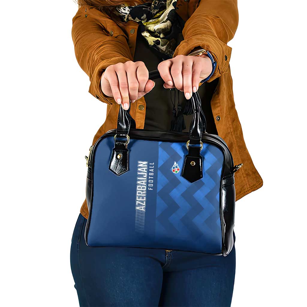 Azerbaijan Football Shoulder Handbag with AFFA Emblem in Blue Geometric Design