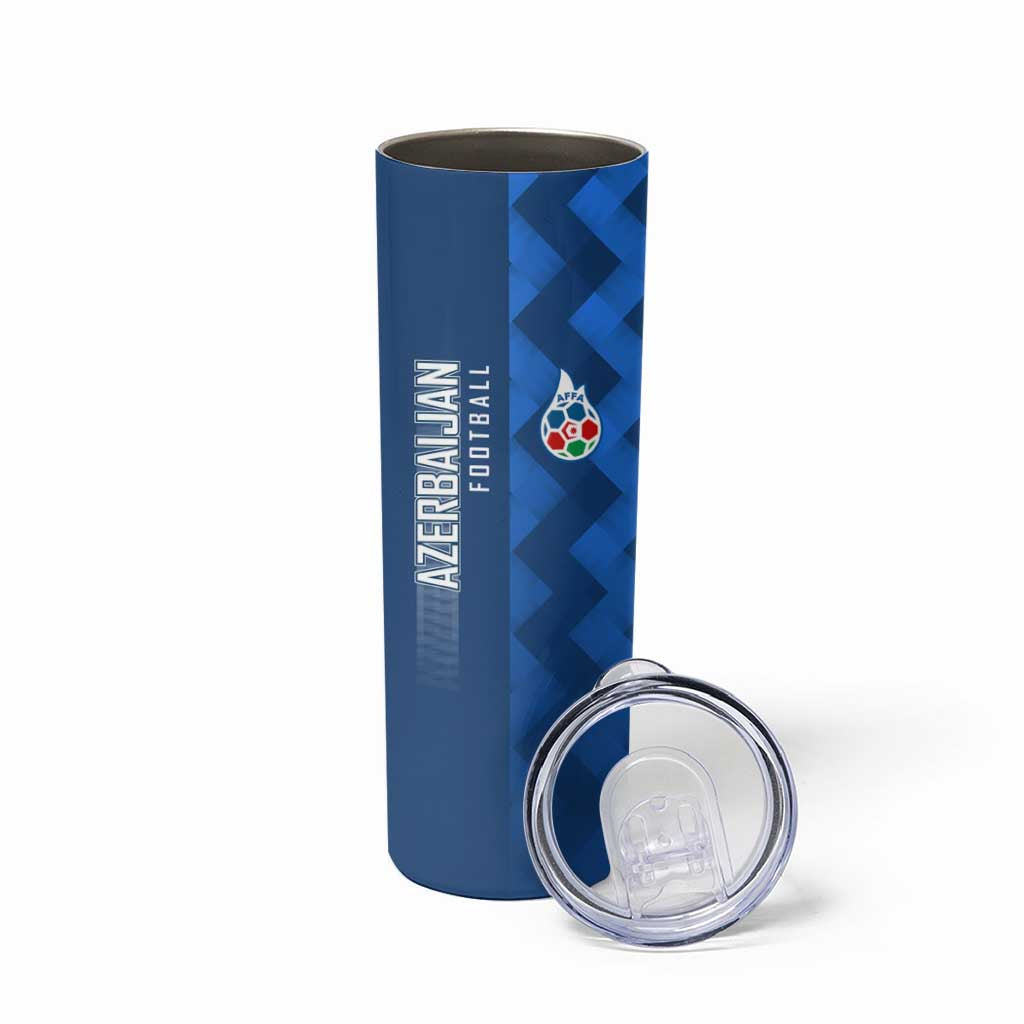 Azerbaijan Football Skinny Tumbler with AFFA Emblem in Blue Geometric Design