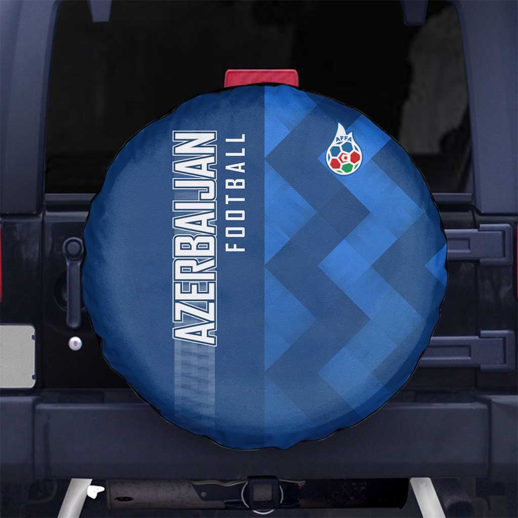 Azerbaijan Football Spare Tire Cover with AFFA Emblem in Blue Geometric Design