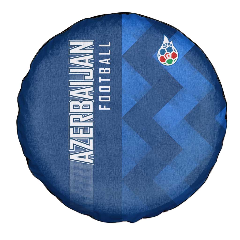 Azerbaijan Football Spare Tire Cover with AFFA Emblem in Blue Geometric Design