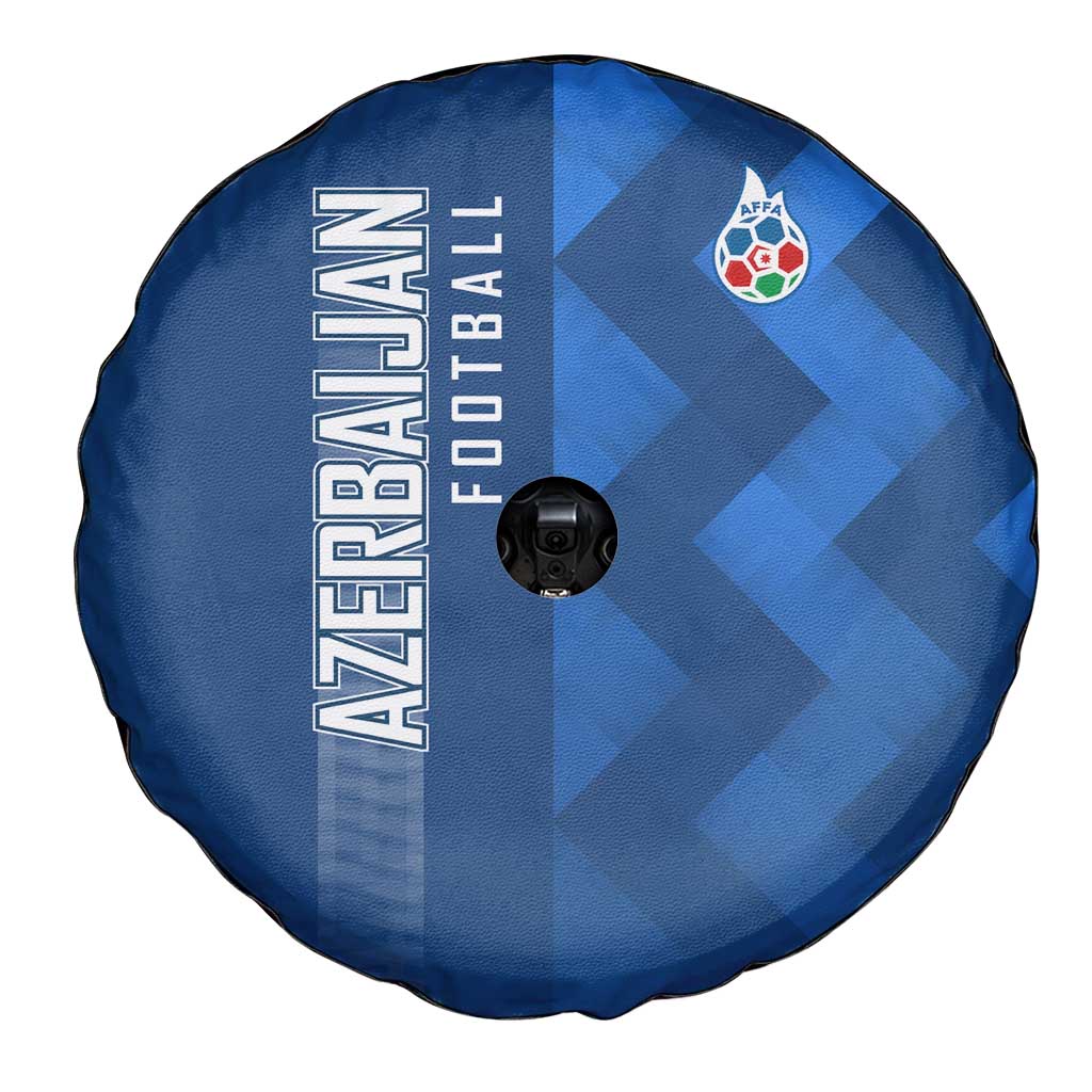 Azerbaijan Football Spare Tire Cover with AFFA Emblem in Blue Geometric Design