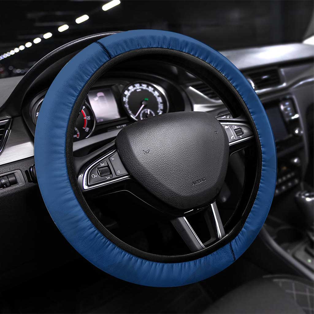 Azerbaijan Football Steering Wheel Cover with AFFA Emblem in Blue Geometric Design