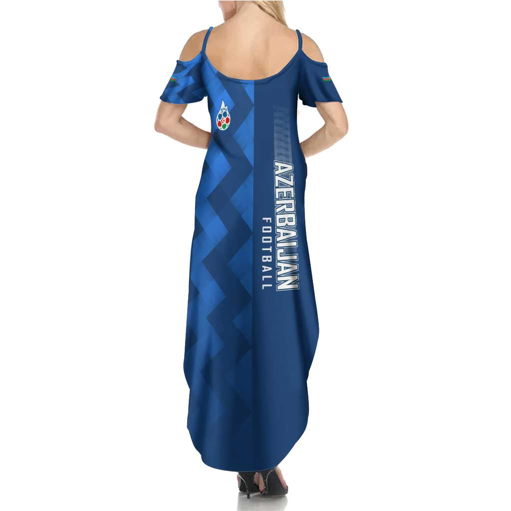 Azerbaijan Football Summer Maxi Dress with AFFA Emblem in Blue Geometric Design