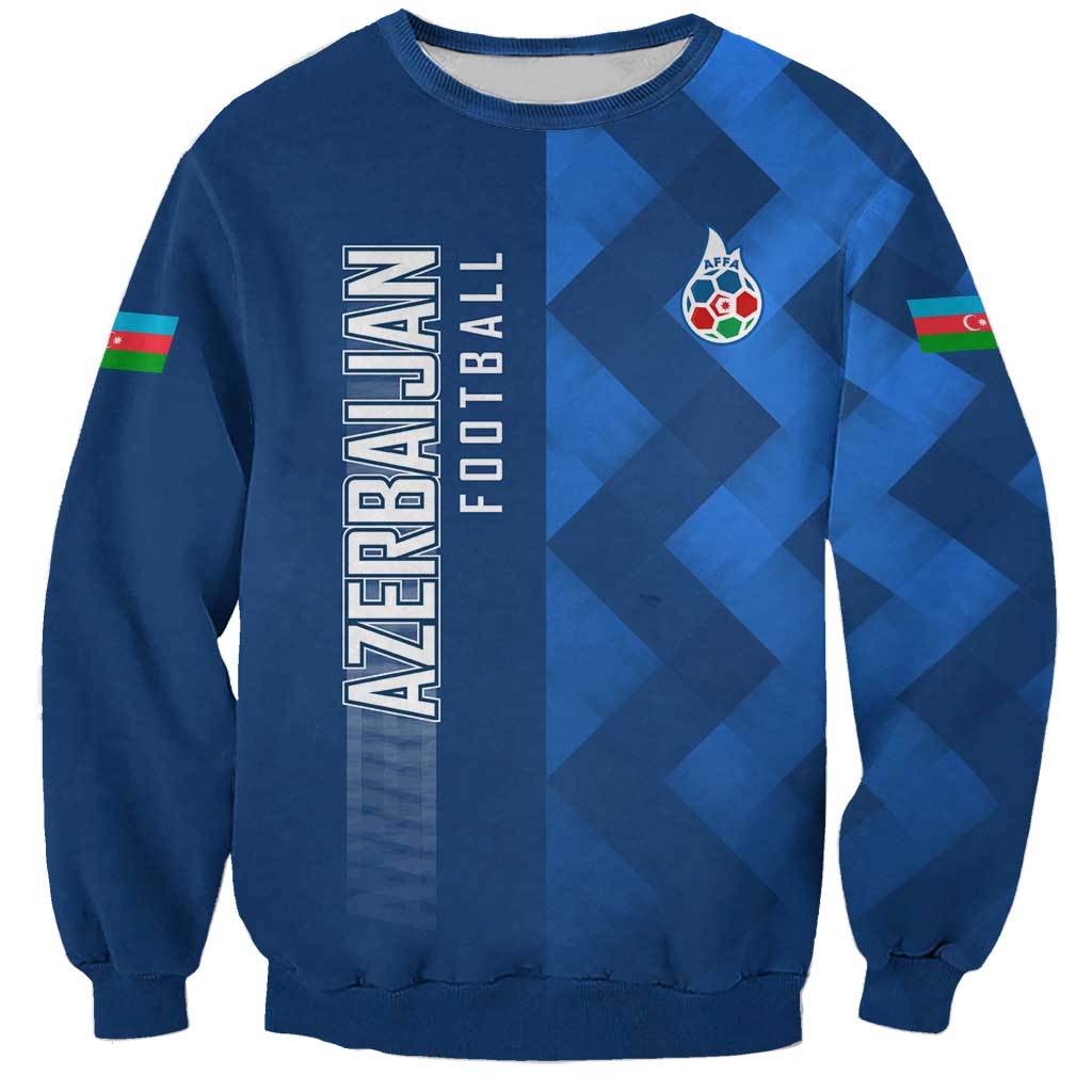 Azerbaijan Football Sweatshirt with AFFA Emblem in Blue Geometric Design