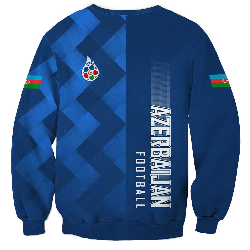 Azerbaijan Football Sweatshirt with AFFA Emblem in Blue Geometric Design
