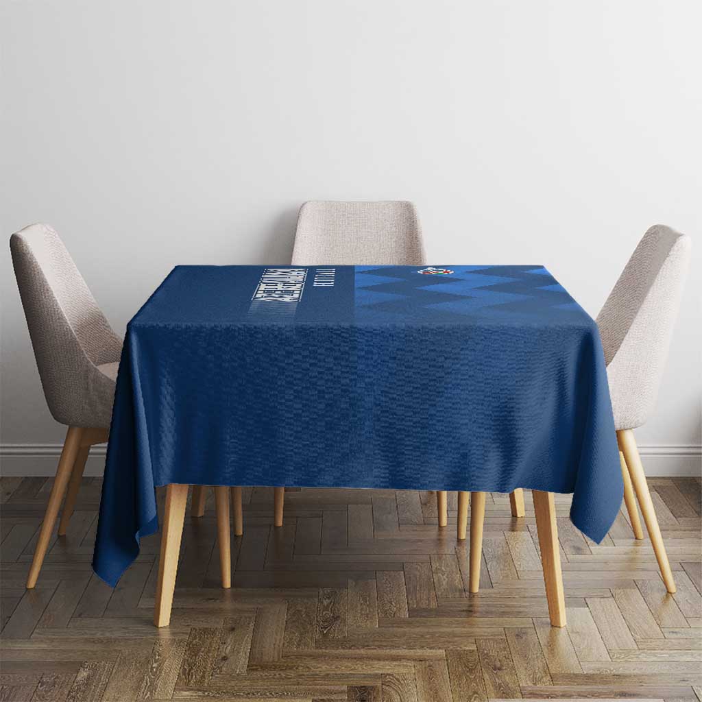 Azerbaijan Football Tablecloth with AFFA Emblem in Blue Geometric Design
