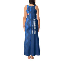 Azerbaijan Football Tank Maxi Dress with AFFA Emblem in Blue Geometric Design
