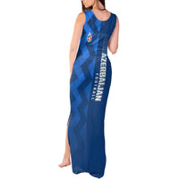 Azerbaijan Football Tank Maxi Dress with AFFA Emblem in Blue Geometric Design