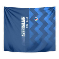 Azerbaijan Football Tapestry with AFFA Emblem in Blue Geometric Design