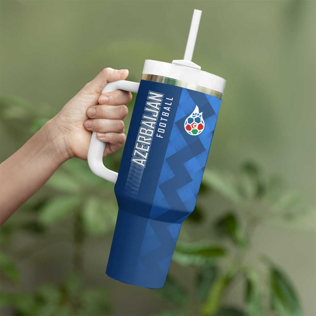 Azerbaijan Football Tumbler With Handle with AFFA Emblem in Blue Geometric Design