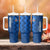 Azerbaijan Football Tumbler With Handle with AFFA Emblem in Blue Geometric Design