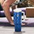 Azerbaijan Football Tumbler With Handle with AFFA Emblem in Blue Geometric Design