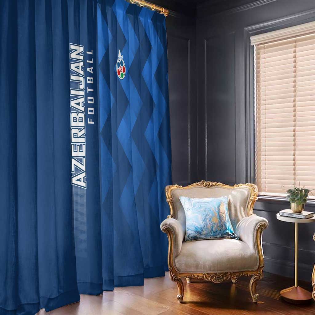 Azerbaijan Football Window Curtain with AFFA Emblem in Blue Geometric Design