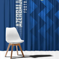 Azerbaijan Football Window Curtain with AFFA Emblem in Blue Geometric Design