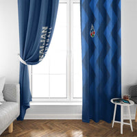 Azerbaijan Football Window Curtain with AFFA Emblem in Blue Geometric Design