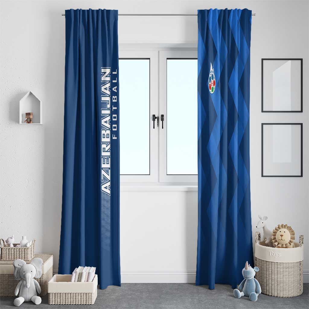 Azerbaijan Football Window Curtain with AFFA Emblem in Blue Geometric Design